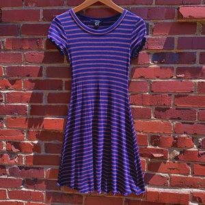 New Striped Navy Lettuce Edged Dress
